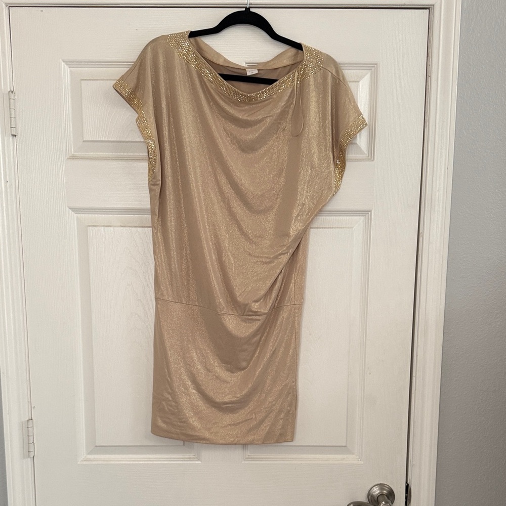 Elegant Gold Midi Dress